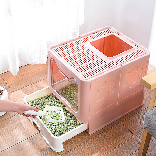 Pet shop wholesale cat litter box closed drawer type folding cat litter box large anti-splash top-in cat toilet