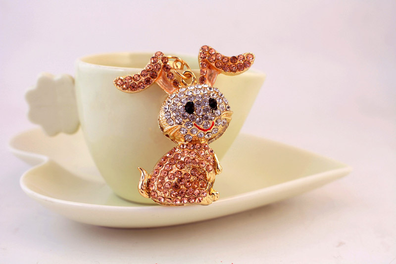 63g Weight Alloy, Metal Material Doll Pattern Unisex Gender Pink, Blue Color Alloy Rhinestone Cartoon Bunny Keychain 7