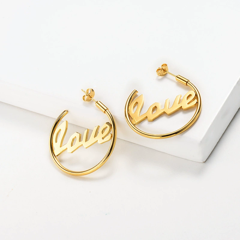 Brand earrings, golden pendant, 18 carat, internet celebrity