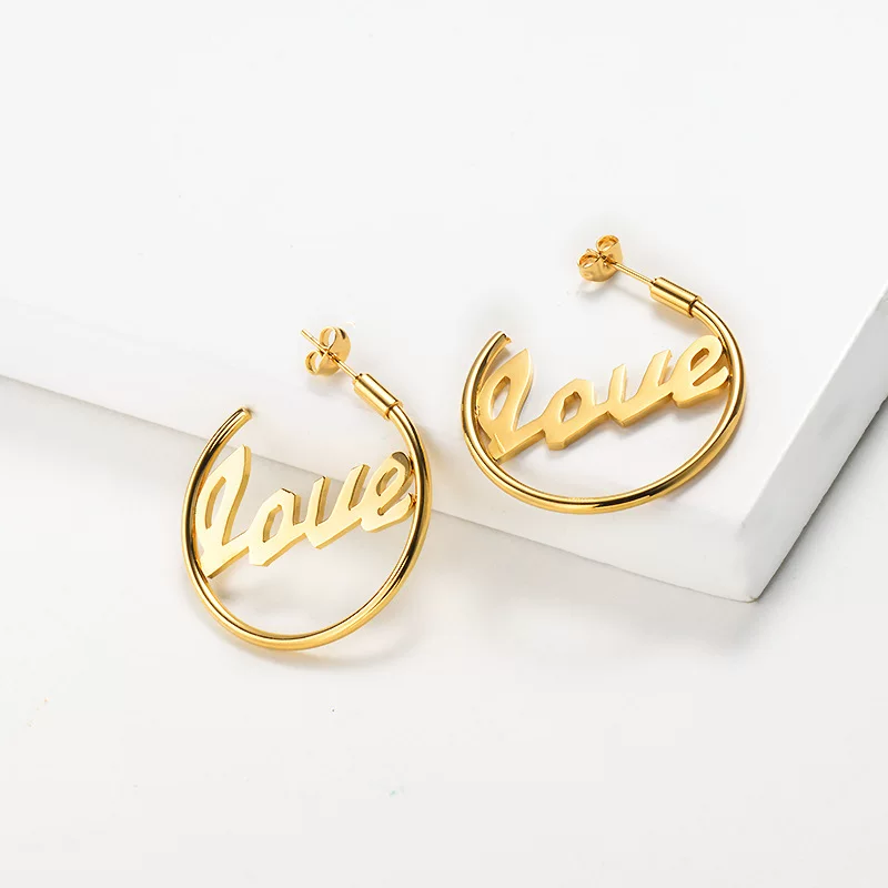 Brand earrings, golden pendant, 18 carat, internet celebrity