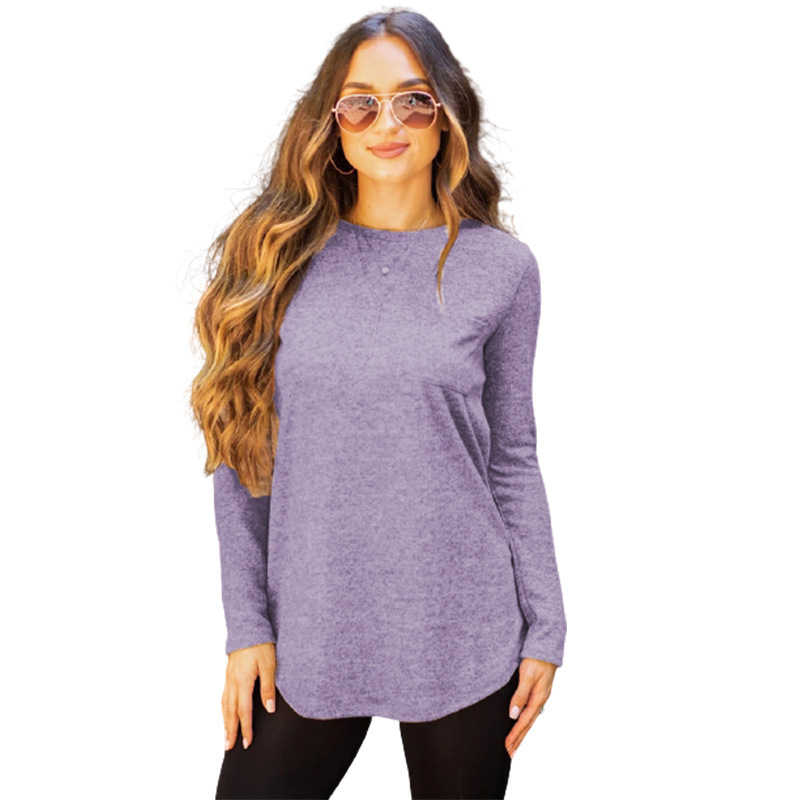 autumn and winter new stitching pocket round neck long sleeve T-shirt  NSLZ26667