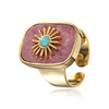 Adjustable organic agate ring with stone, wholesale, simple and elegant design, flowered