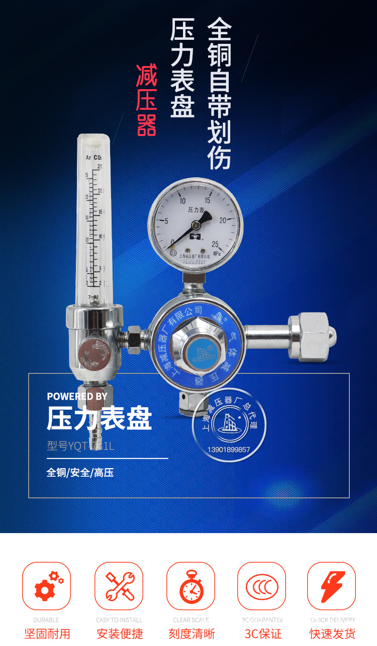 YQT-731L  二氧化碳减压器/减压表/减压阀/上海减压器厂