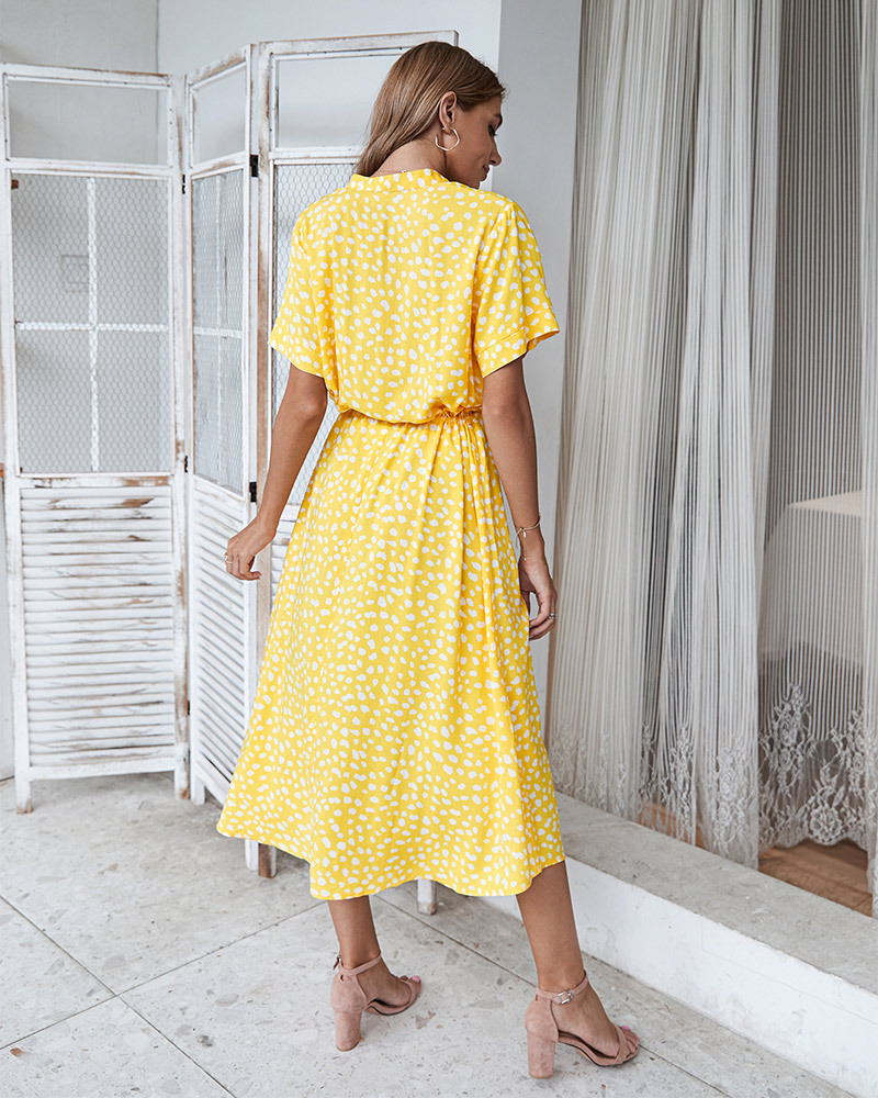 fashion women's summer polka dot short sleeve dress shirt collar skirt wholesale NSKA293