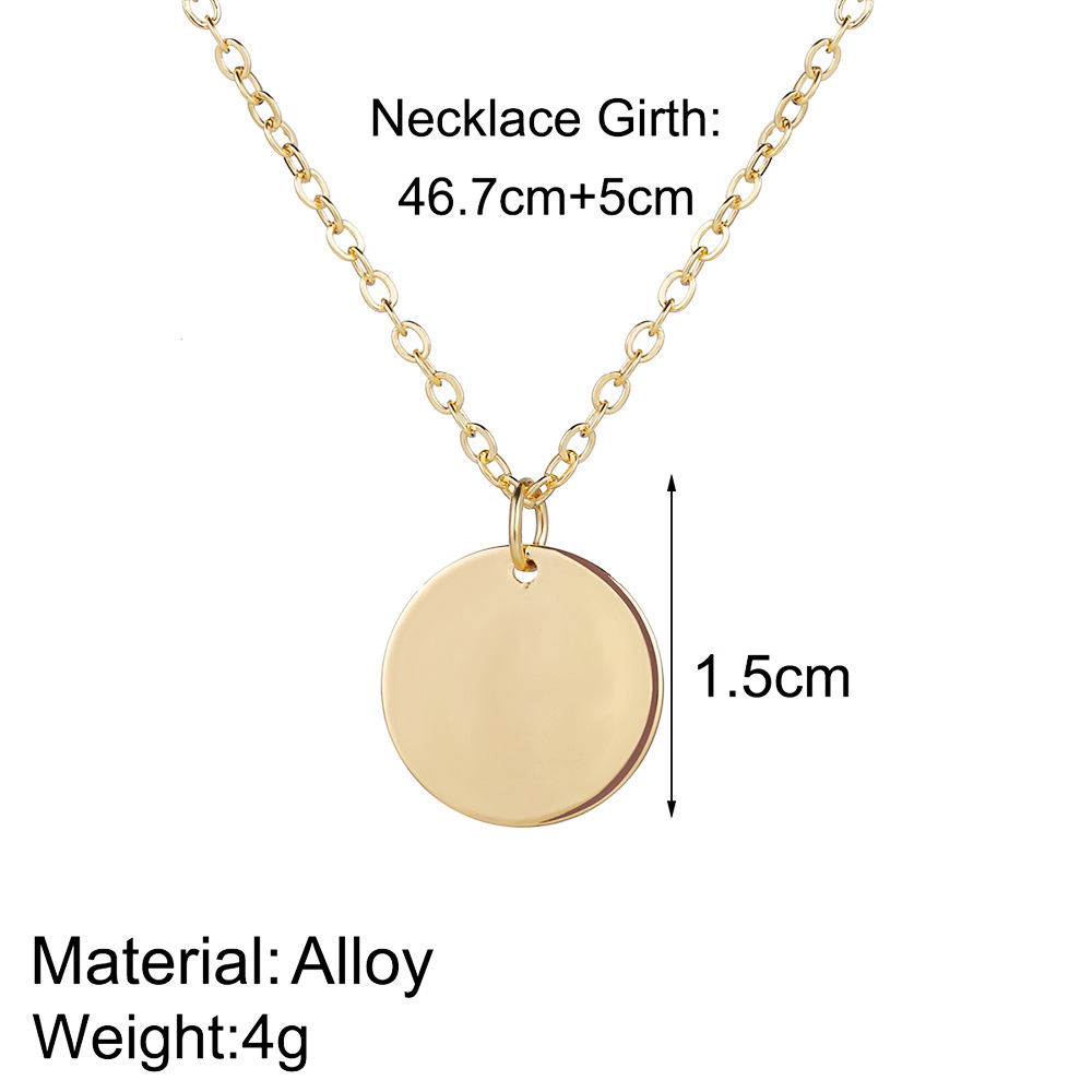 Fashion Women's Necklace Chain Temperament Clavicle Chain Creative Retro Simple Round Pendant Necklace display picture 1