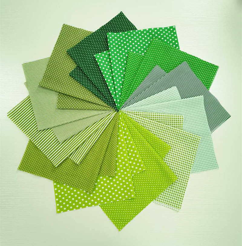 绿色水玉圆点格子布组平纹手工DIY拼布面料小碎花纯棉幼儿园环创