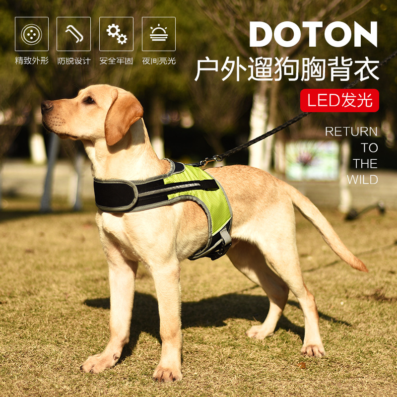 定制跨境新款K型发光LED背带狗狗胸背带中大型犬夜间出行宠物用品