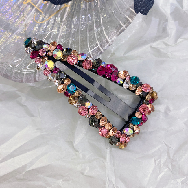 Korean Rhinestone Bb Hairpin No Trace Crystal Hollow Water Drop Square Triangle Super Flash Bangs Hairpin Hair Accessories Wholesale Nihaojewelry display picture 6