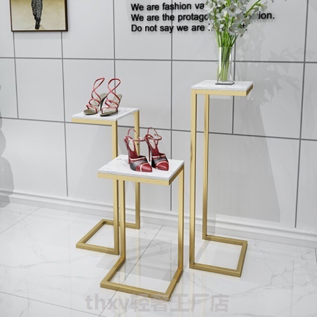 Combination Internet celebrity floor running water High and Low simple display stand light luxury iron Nordic table shoe bag clothing store window