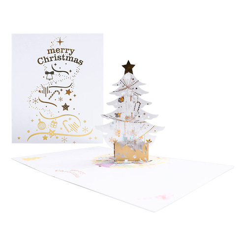 Christmas greeting card 3D three-dimensional Christmas gift crystal Christmas tree holiday blessing thanksgiving card foreign trade wholesale