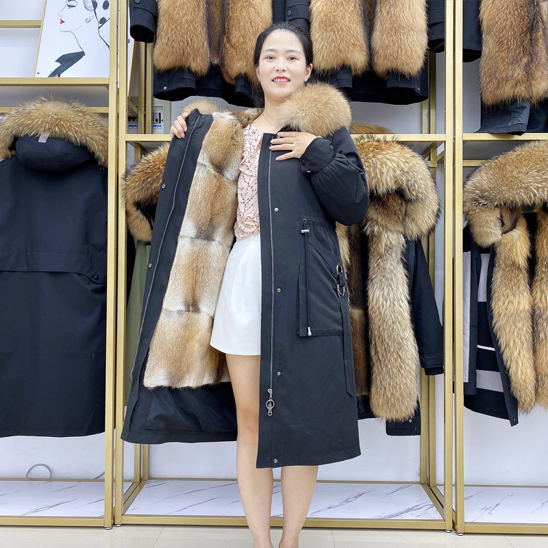 2020新款冬季派克服女皮草女中长款整貂毛内胆可拆卸皮毛一体外套
