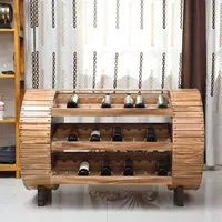 Бытовая креативная полка для европейских винных бутылок бочка DIY из цельного дерева винная стойка украшение большой емкости витрина