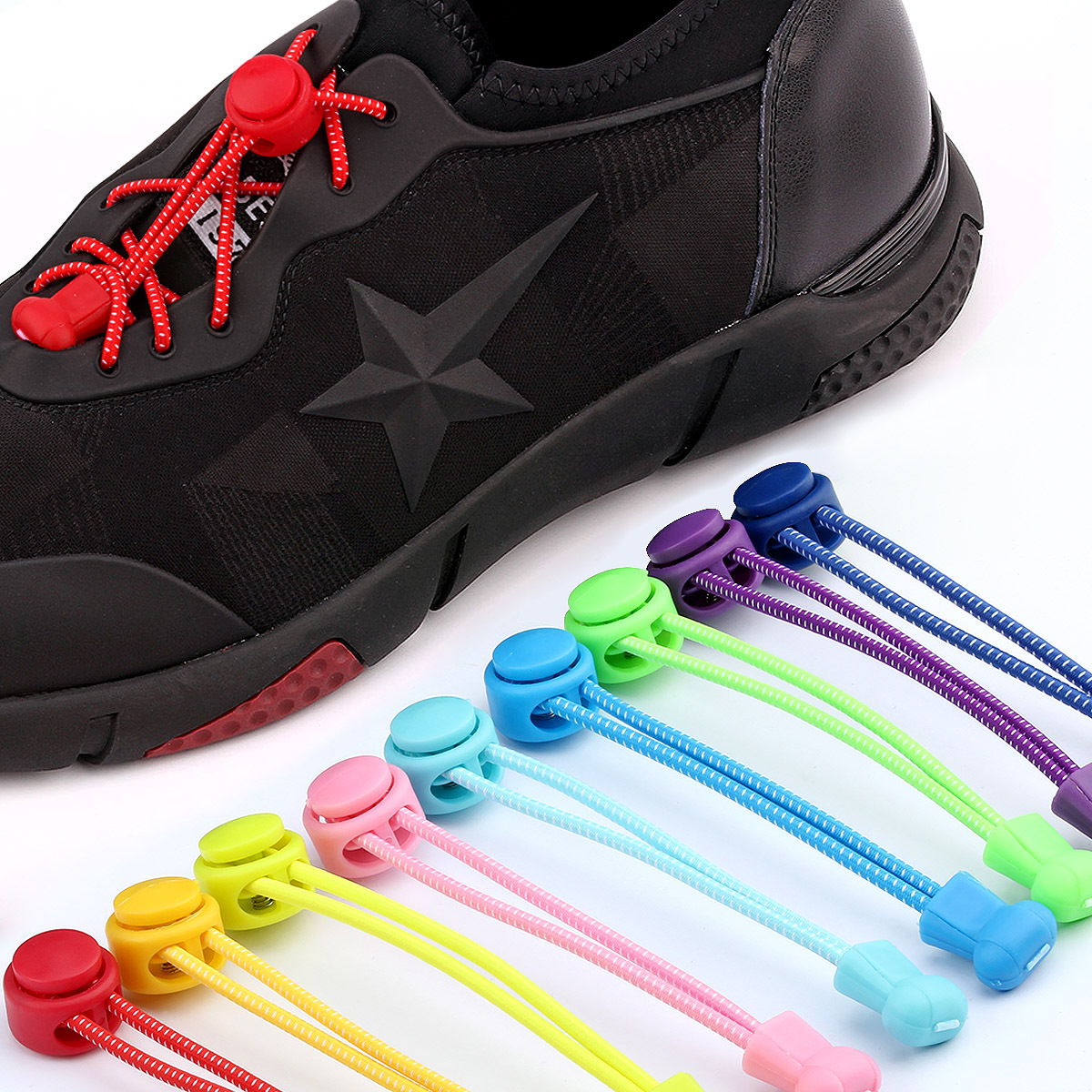 14款现货懒人鞋带 弹力绳红色黑色免系鞋带 运动休闲鞋带