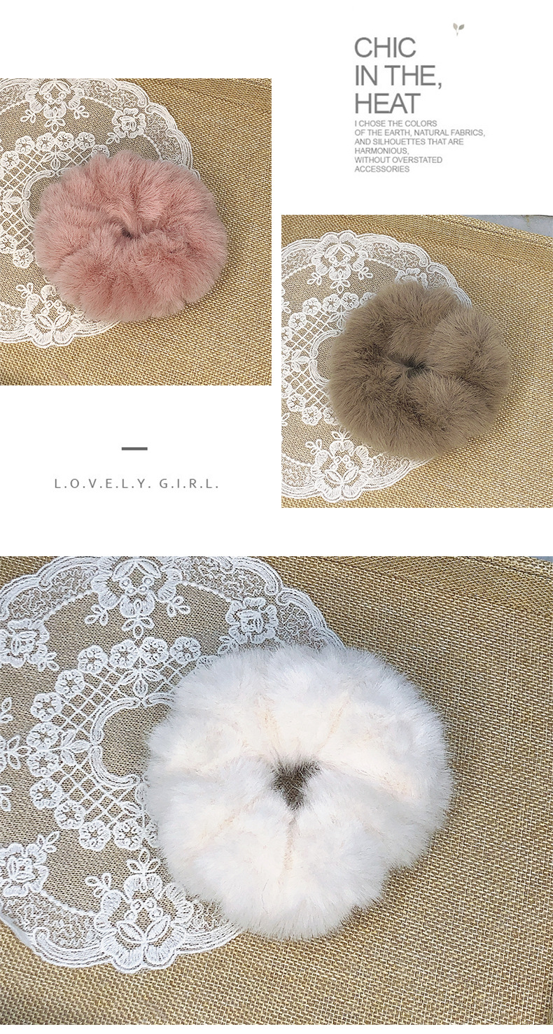 New  Imitation Rabbit  Korean S Pure Color Plush Hair Scrunchies display picture 6