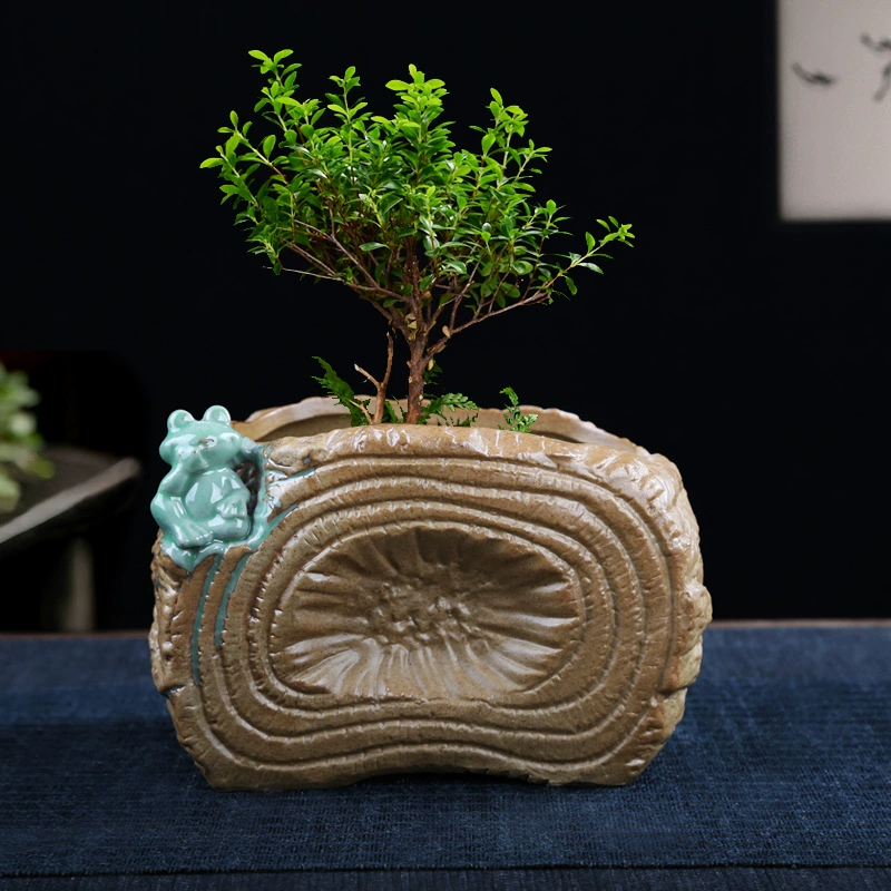 Креативная маленькая лягушка простой стиль цветочный горшок керамический горшок для посадки мясистый горшок для бонсай аира грубая керамика настольное растение ретро