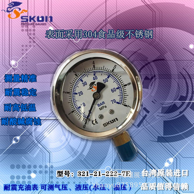 台湾进口协钢不锈钢压力表 耐震性强立式检测仪 压力值可定制|ru