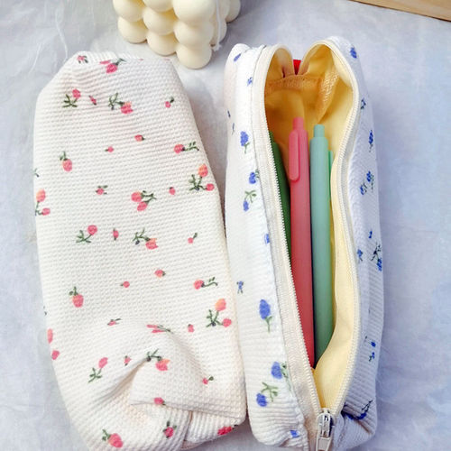 ins homemade simple small floral pencil bag cute fresh girly heart mini stationery storage bag