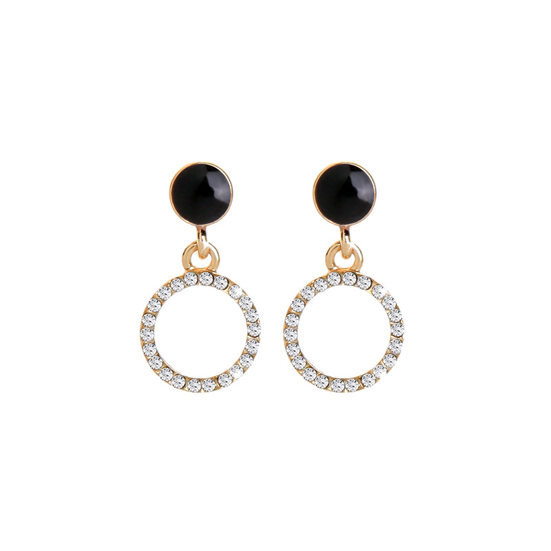 Korean New Fashion Diamond-set Wild Earrings Diamond-set Geometric Circle Earrings display picture 2