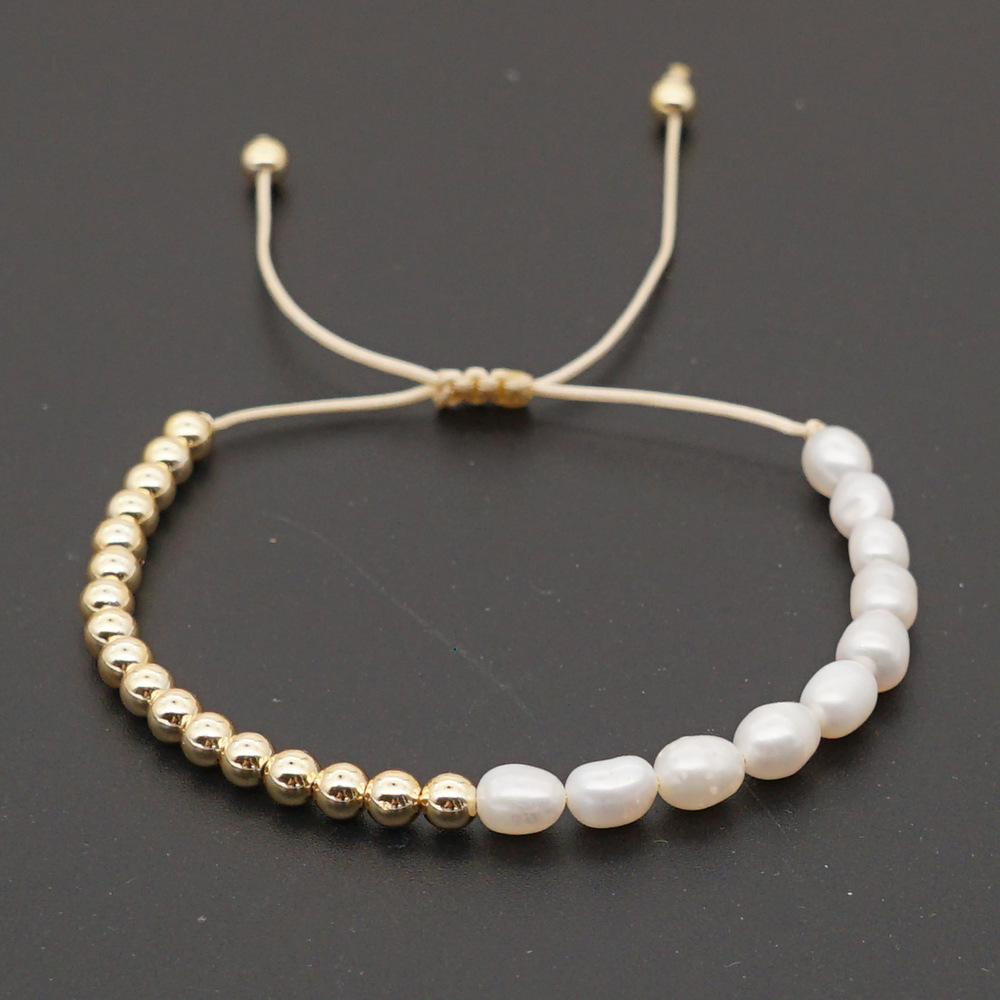 Bracelet Serti De Diamants Sertis De Perles De Riz Simples display picture 3