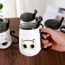 创意韩版猫咪陶瓷杯子情侣学生个性水杯牛奶杯马克杯大容量办公室