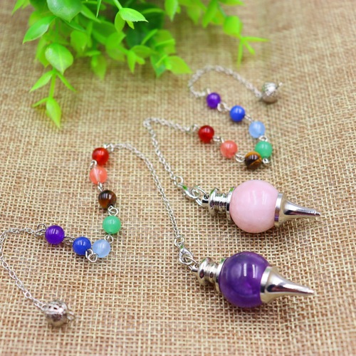 Pendulum chain amethyst removable natural stone agate pendulum crystal pendant necklace yoga props jewelry