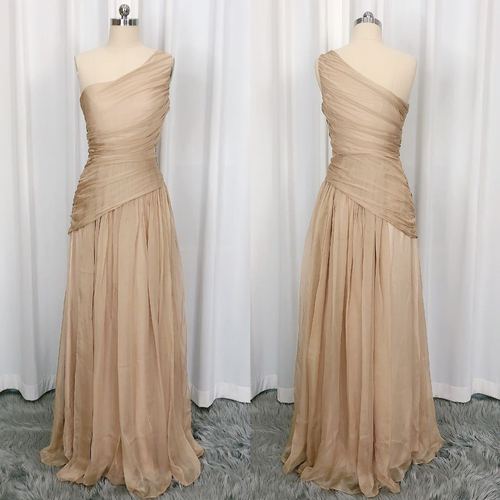 Evening Dresses cocktail party banquet dress vestido de banquete de cóctel Beautiful one shoulder chiffon Bridesmaid Dress