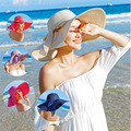 厂家直销 新款防晒草帽可折叠沙滩帽大沿帽 遮阳帽 旅游太阳帽