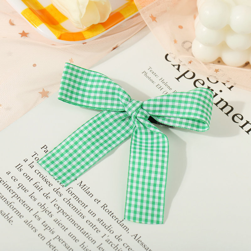 Candy Color Plaid Bow Hairpin Cute Bangs Clip Hairpin Side Clip Wholesale Nihaojewelry display picture 7