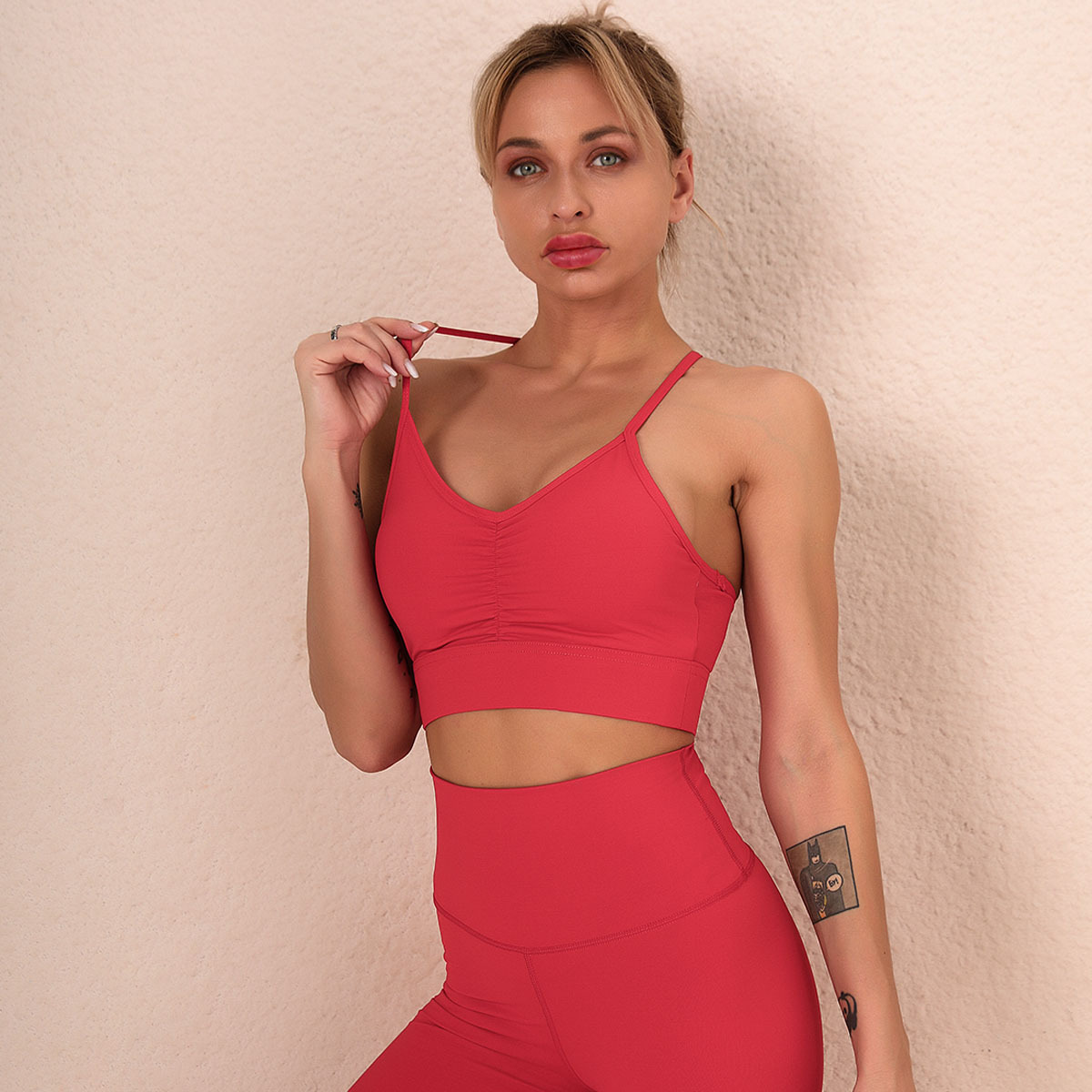 sexy solid color yoga clothes four-piece  NSLX16818