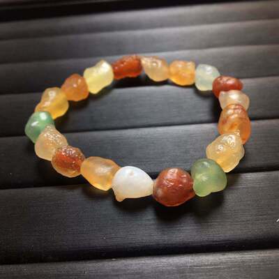 natural Alxa Gobi Stone SWEETHEART Dubbo agate Hand string men and women Ore Conformal Tendons Bracelet