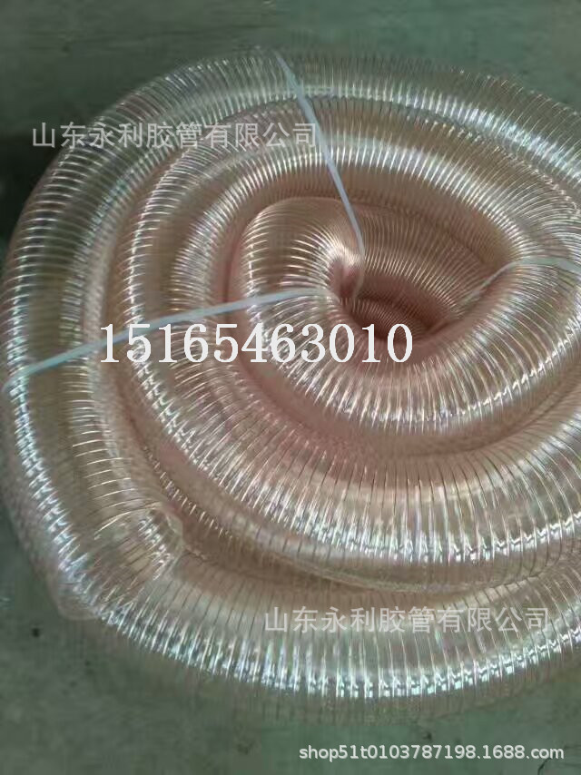 木工机械吸尘软管透明波纹通风螺旋管 pu聚氨酯钢丝伸缩软管
