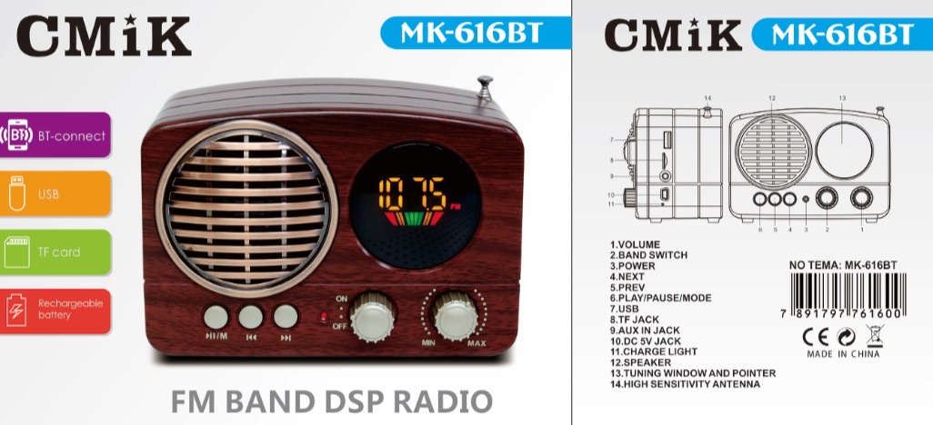 cmik vintage radio Bluetooth Speaker Portable outdoor speaker Wireless mini Audio system detail image 2