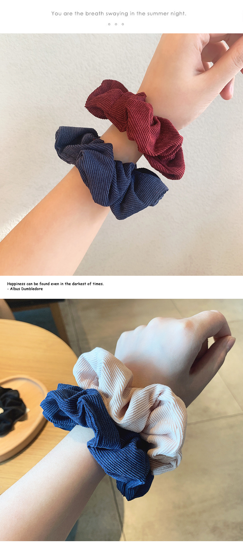 Retro Autumn And Winter Corduroy Hair Ring Fabric Simple Hair Scrunchies Wholesale display picture 4