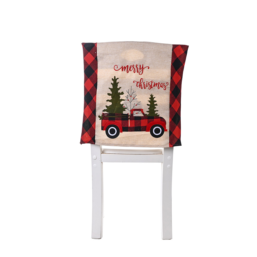 Décorations de Noël Plaid Voiture Arbre de Noël Housse de chaise Housse de tabouret Housse de chaise décorative créative pour la maison_voghion.com