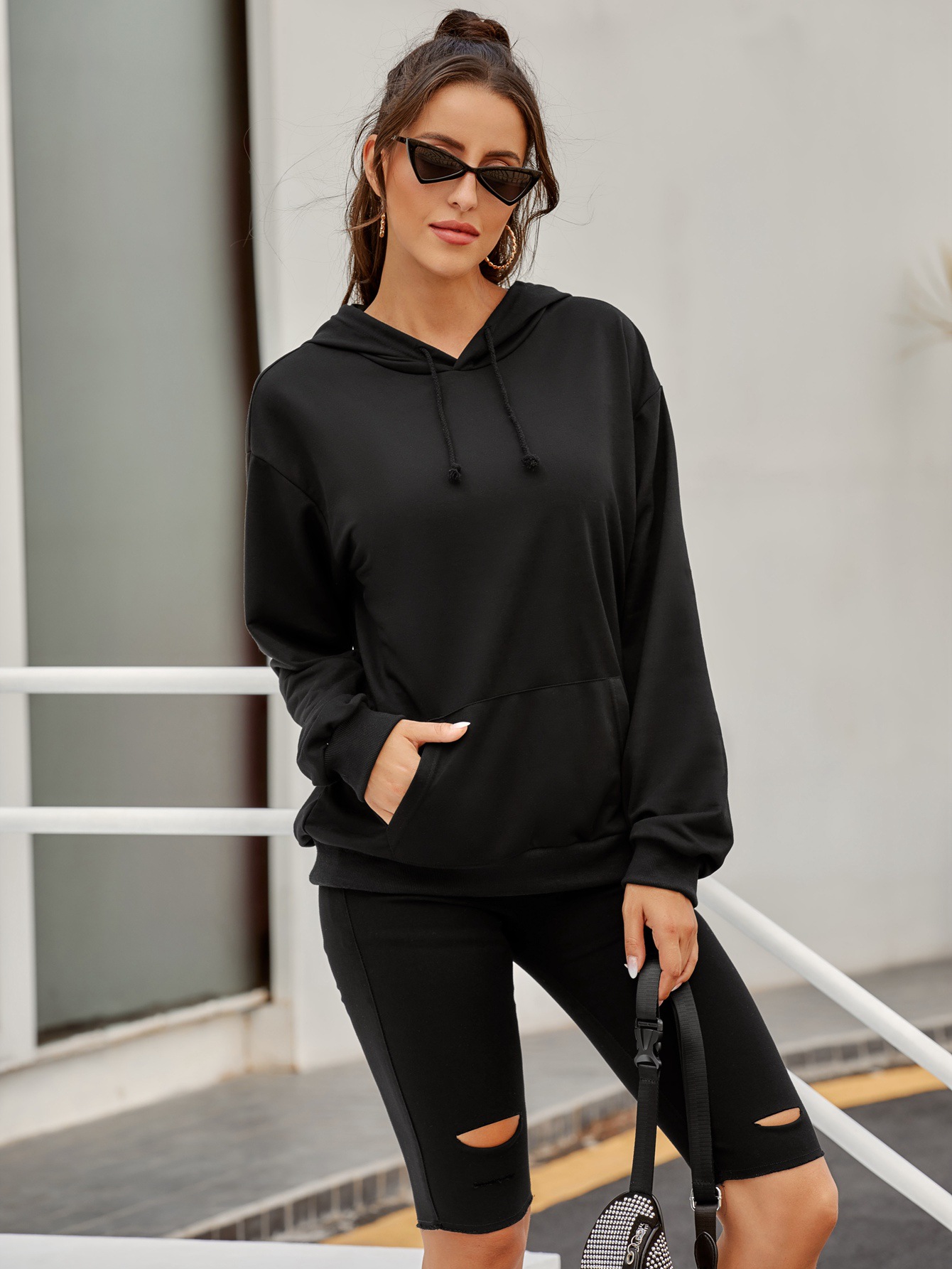 autumn and winter women s casual pocket pullover hooded sweatershirt nihaostyles wholesale clothing NSJM79907