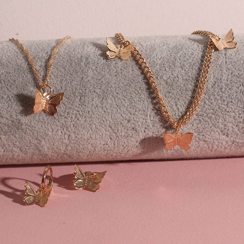 Mode Schmetterling Halskette Ohrringe display picture 14
