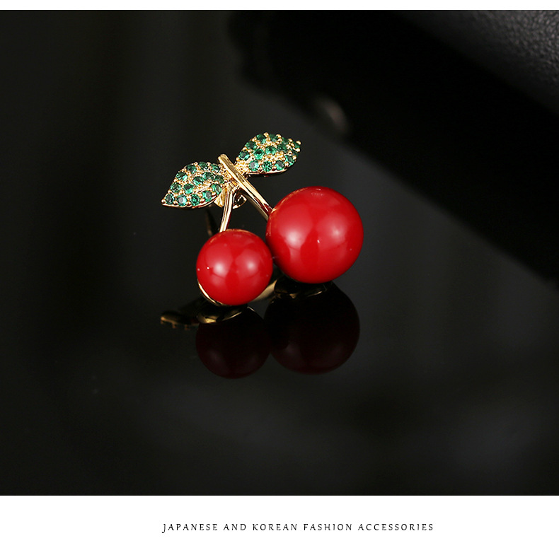 Cute Light Luxury Cherry Brooch Fruit Fashion Brooch Wholesale display picture 5