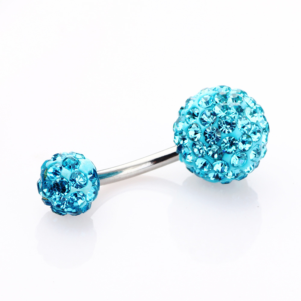 European-American Diamond Navel Nail Crystal Ball Belly Ring 5-8mm Stainless Steel Body Jewelry detail image 11