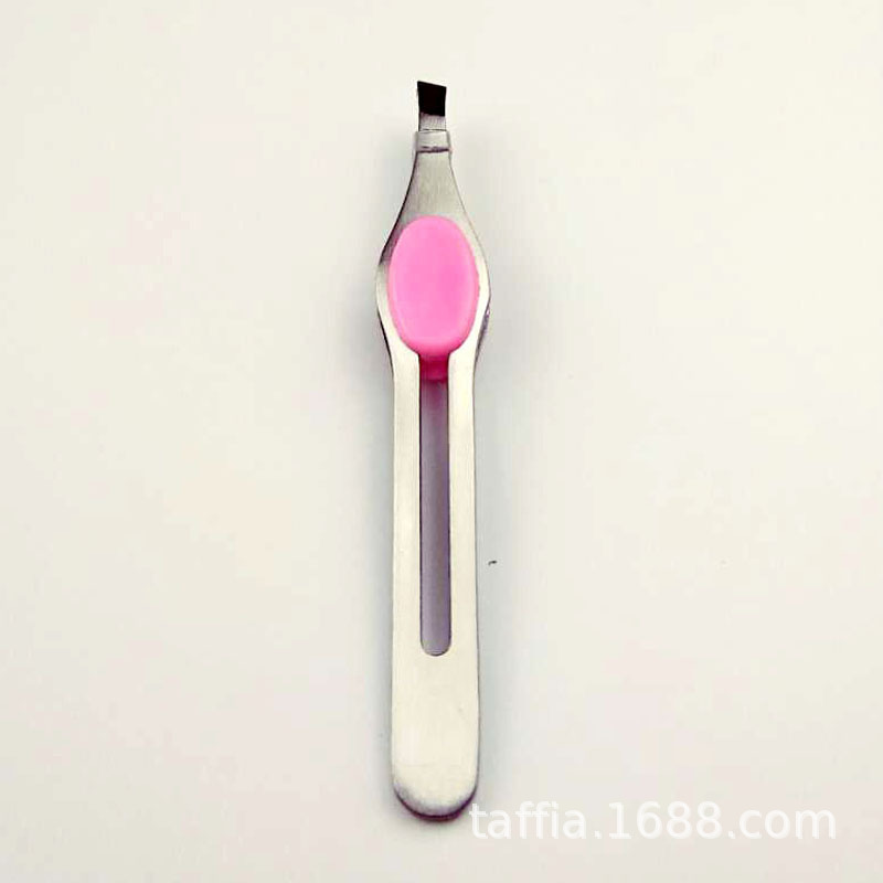 眉夹U型(现货)眉夹不锈钢大肚眉夹镂空眉夹带胶粒银色眉镊U型眉夹|ru