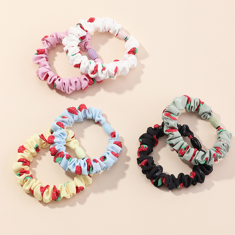 Fashion Printing Fruit Candy Color Strawberry Girls Hair Rope Rubber Band Set  Wholesale display picture 13