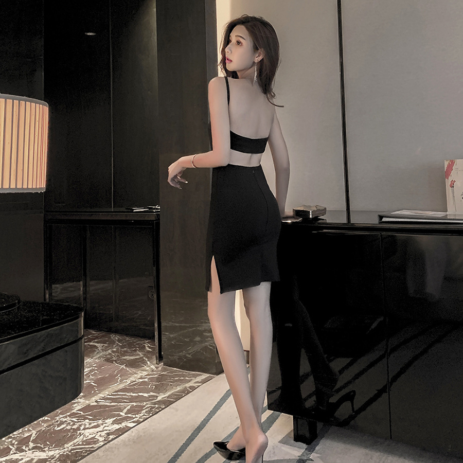 backless slim suspender evening dress  NSJS34324