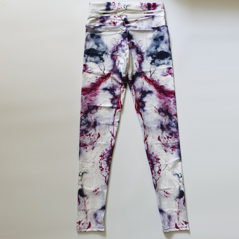 Dames legging met marmerprint elastisch en sneldrogend sport_voghion.com