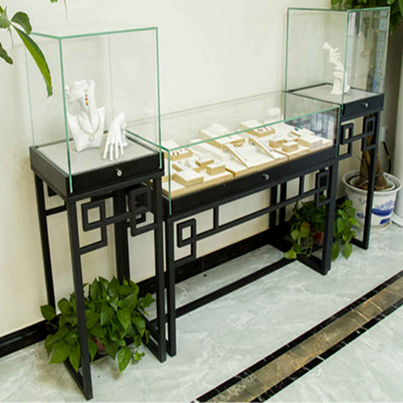 珠宝首饰品展示柜中式简约透明玻璃柜台商超产品展柜博物馆陈列柜