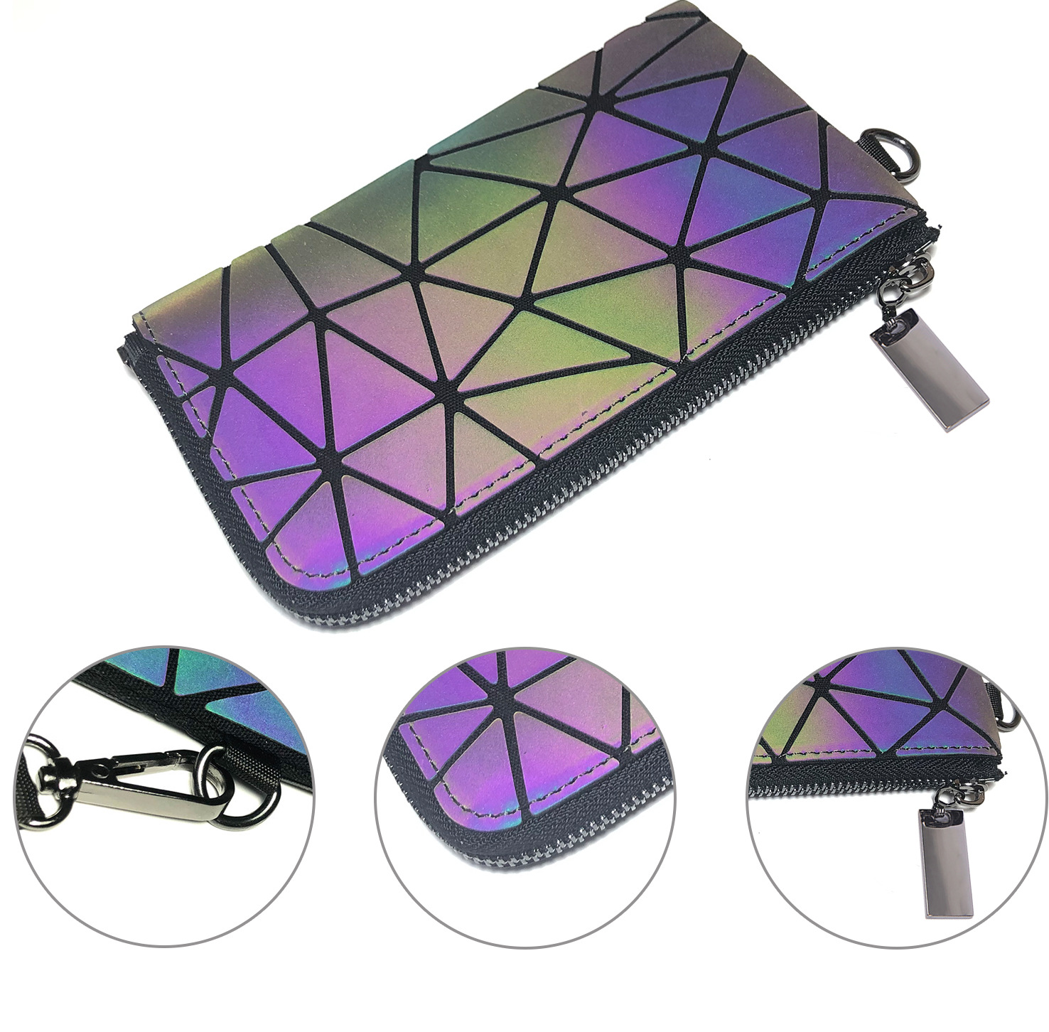 Trīsdaļīgs ģeometriskas sieviešu rokassomiņas komplekts 2024. gada jaunā vasaras mirdzuma daudzpusīgā soma uz viena pleca_voghion.com