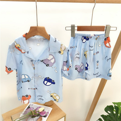 Fight groups 20 summer new pattern children pajamas men and women Short-sleeved tracksuit suit Cartoon Lapel pajamas wholesale