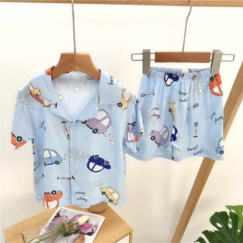 Fight groups 20 summer new pattern children pajamas men and women Short-sleeved tracksuit suit Cartoon Lapel pajamas wholesale