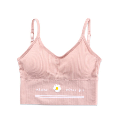 New seamless King's anti-exposure sports vest underwear, fashionable little daisy big U beautiful back girl wrapped chest tube top