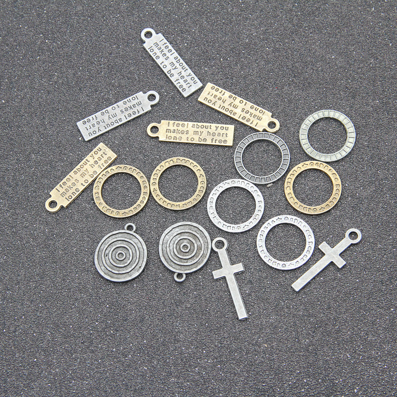 锌合金饰品配件古青铜古银长方形吊牌圆片吊坠手链挂件项链配件