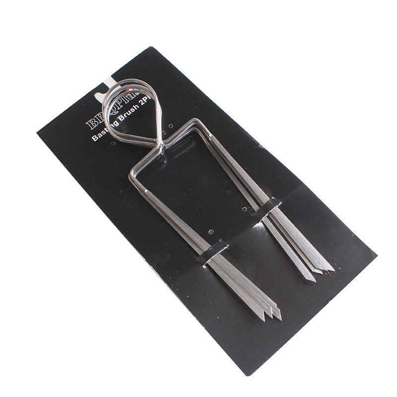Directo de fábrica barbacoa tenedor Acero inoxidable grado alimenticio barbacoa palo en forma de U barbacoa aguja de picnic al aire libre doble aguja barbacoa tenedor