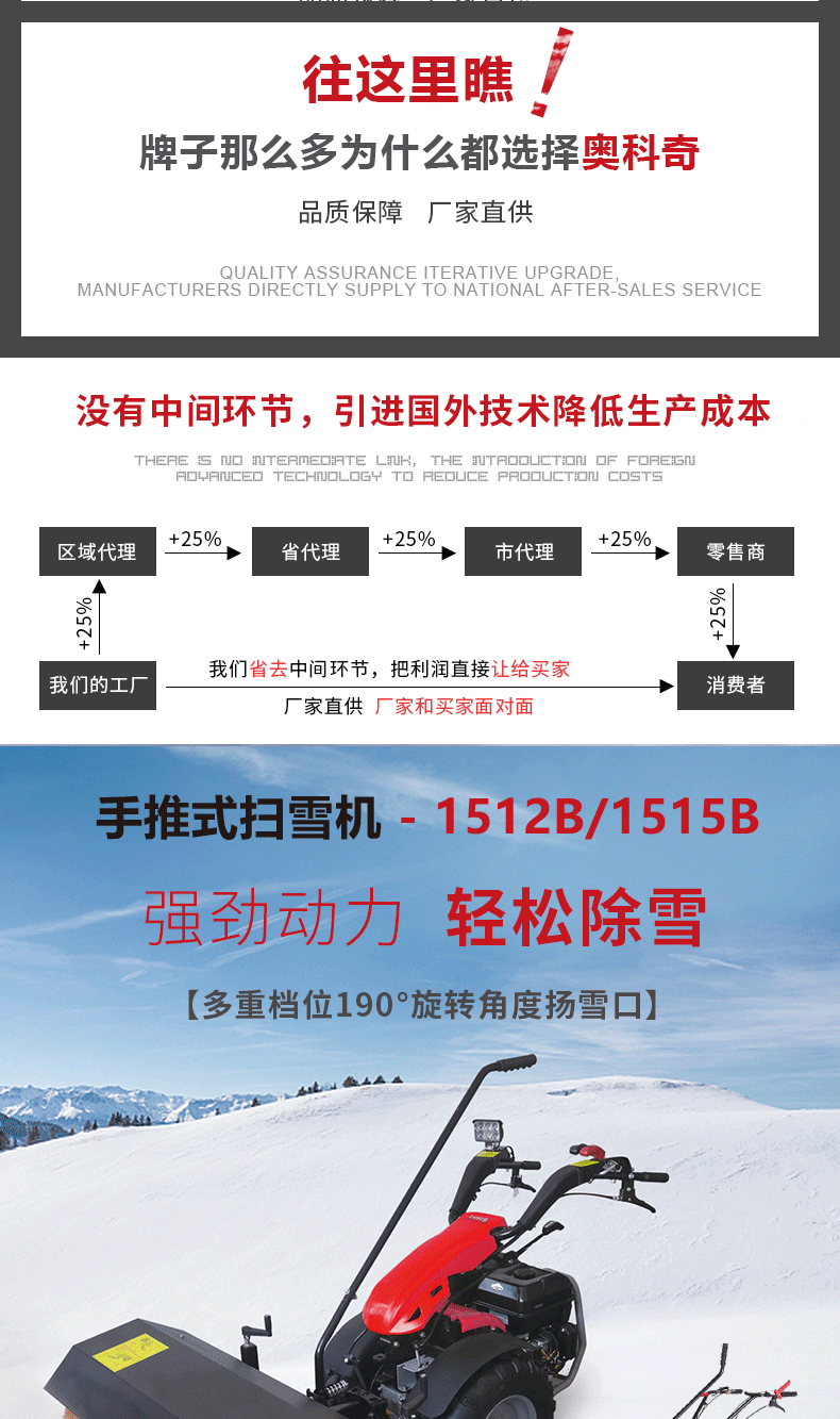 小型手推式除雪机, 扫雪机,清洁设备